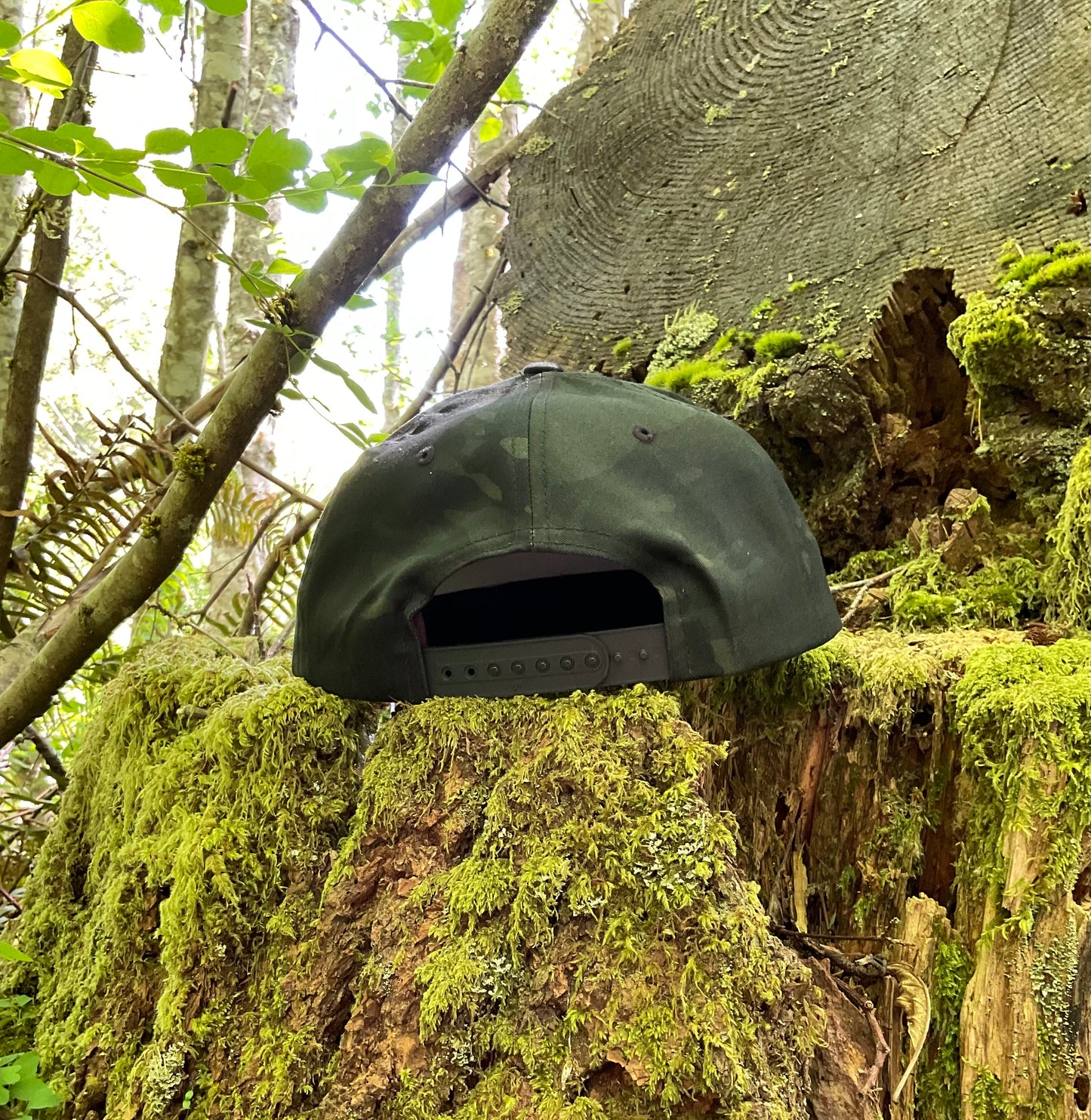 Leather Patched Flat Bill in Black Camo Hat