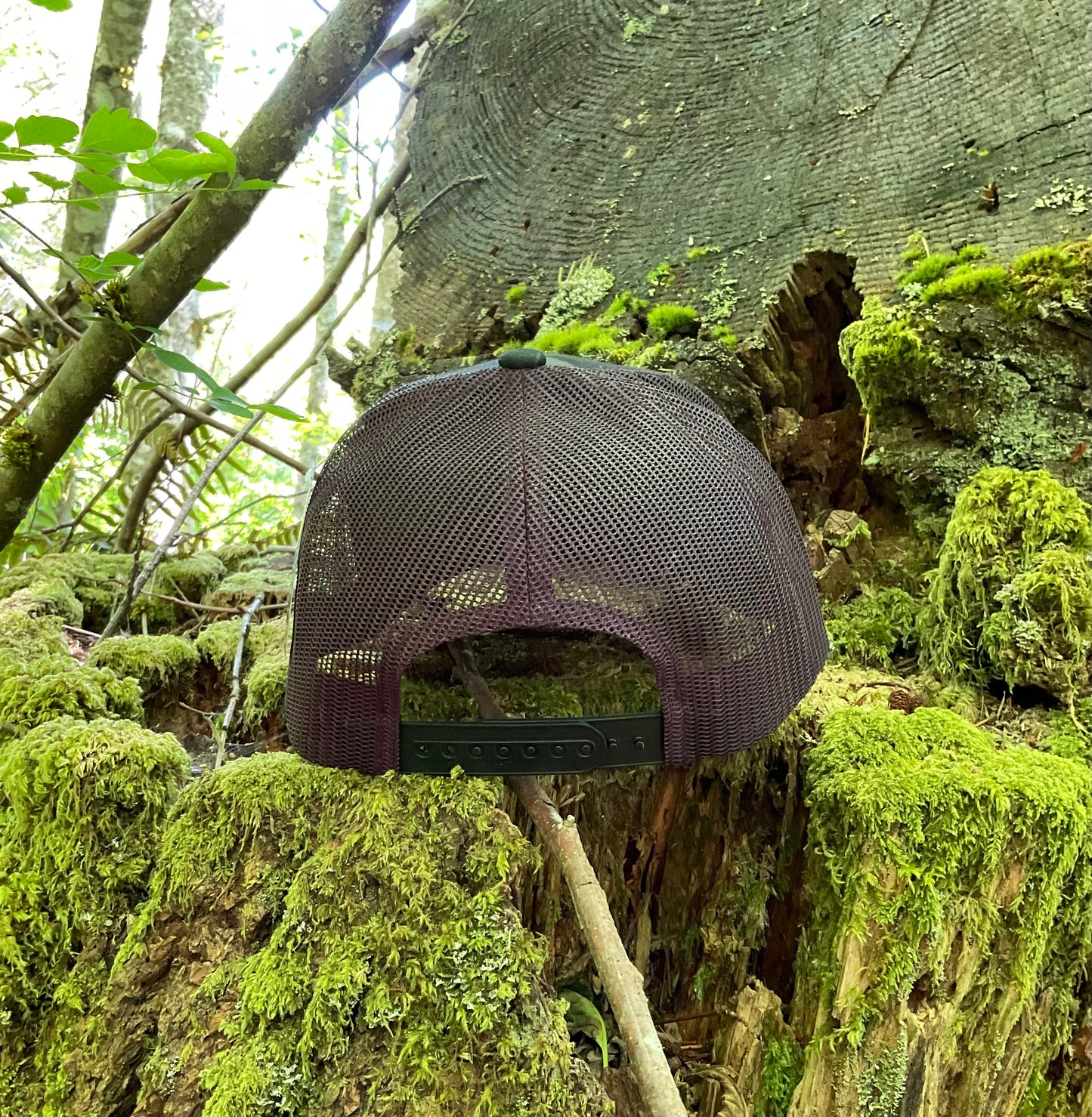 Leather Patched Curved Trucker in Black Camo