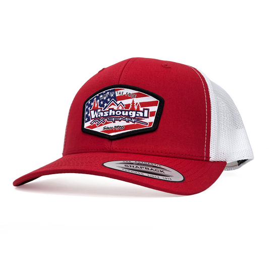 Land of the Free-Trucker Curved Bill-Red